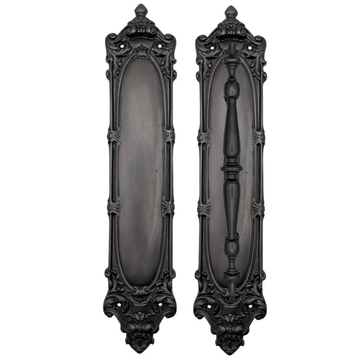 14 1/2 Inch Solid Brass Victorian Push and Pull Plate Set