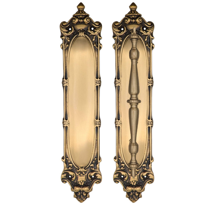 14 1/2 Inch Solid Brass Victorian Push and Pull Plate Set