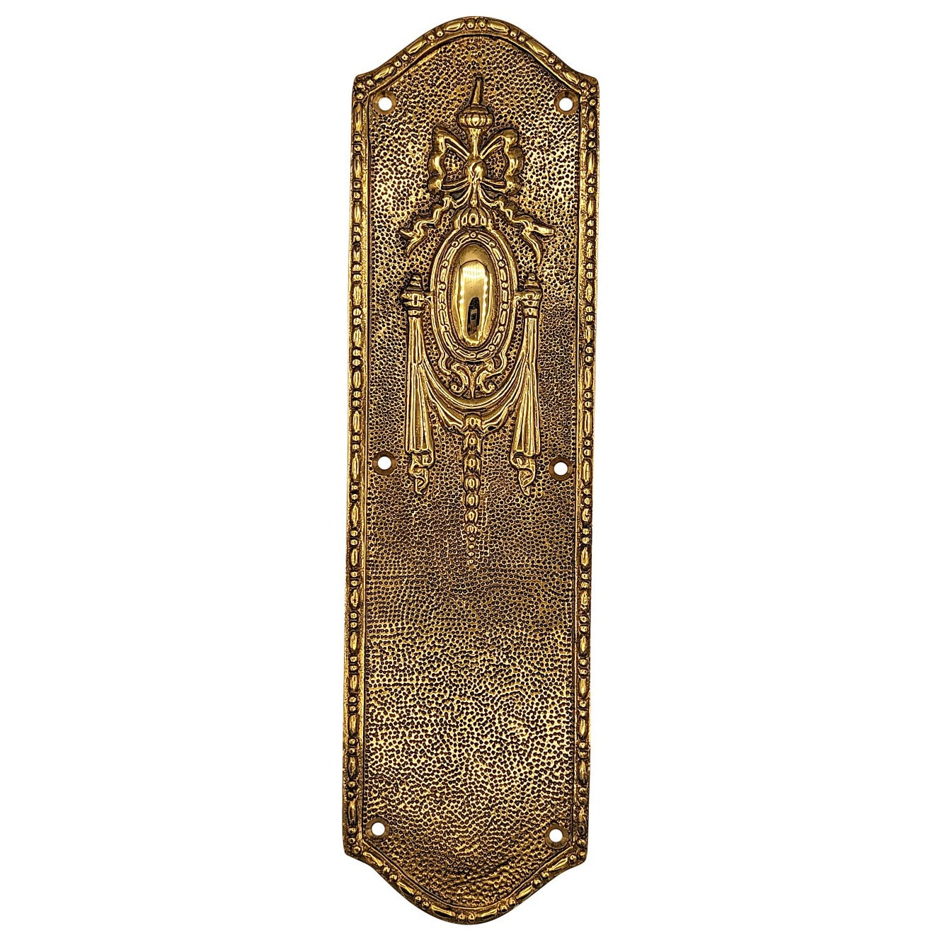 11 Inch Ribbon & Bow Solid Brass Push Plate