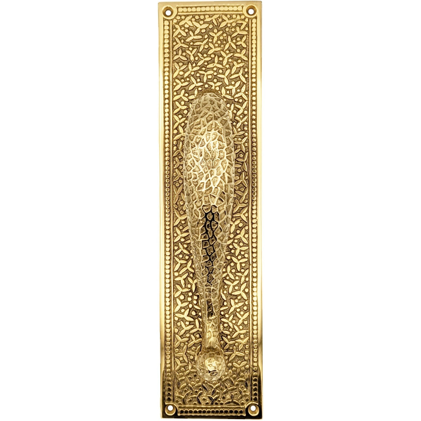 12 Inch Solid Brass Rice Pattern Door Pull (Several Finishes Available)