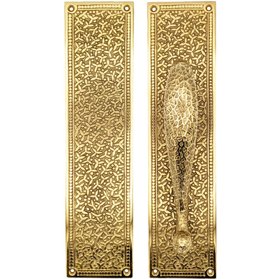 12 Inch Solid Brass Rice Pattern Door Pull and Push Plate (Several Finishes Available)