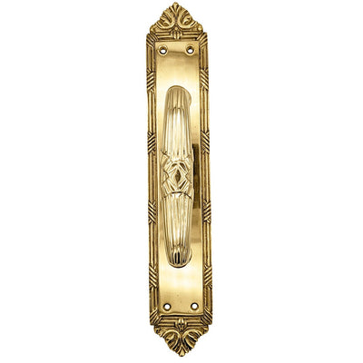 13 3/4 Inch Solid Brass Ribbon & Reed Door Pull (Several Finishes Available)