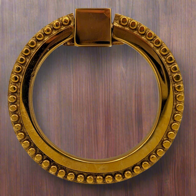 ##Antique Hardware## 3 Inch Solid Brass Beaded Drawer Ring Pull (Several Finishes Available)