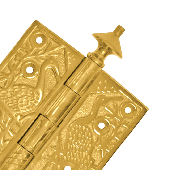 3 1/2 x 3 1/2 Inch Umbrella Tipped Crane Solid Brass Hinge