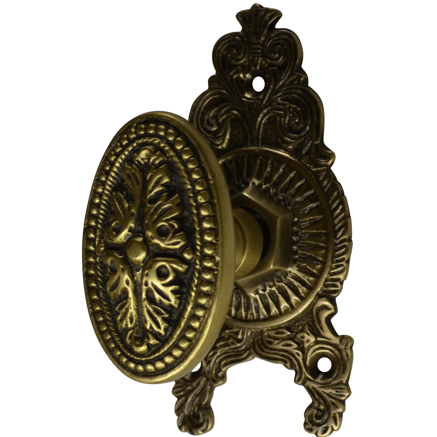 Solid Brass Avalon Ornate Door Knob Set (Several Finishes Available)