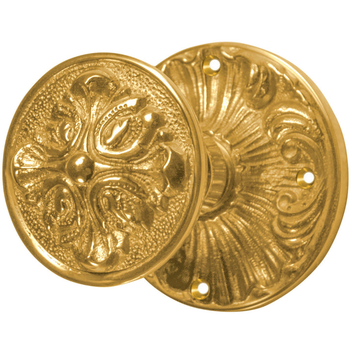 Romanesque Rosette Door Set with Romanesque Door Knobs (Several Finishes Available)