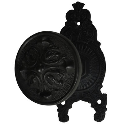 Ornate Victorian Rosette Door Set with Romanesque Door Knobs (Several Finishes Available)