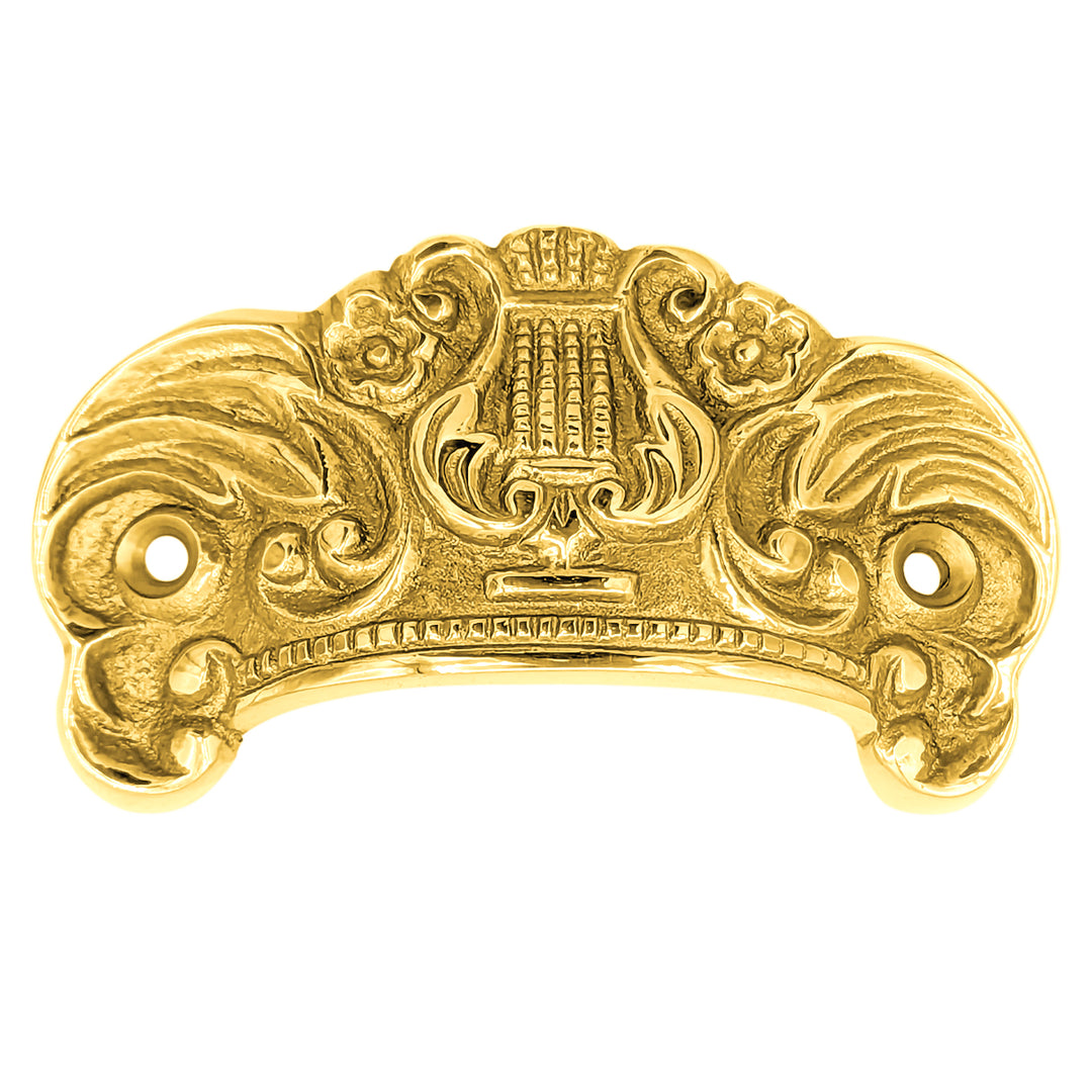 3 5/8 Inch  (2 3/4 Inch c-c) Solid Brass Lyre Cup Pull