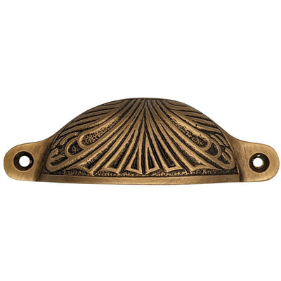 4 Inch Overall (3 2/5 Inch c-c) Solid Brass Art Deco Bin or Cup Pull