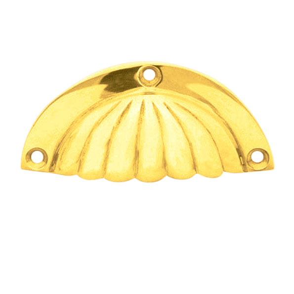 3 1/2 Inch Overall (3 Inch c-c) Solid Brass Scalloped Cup Pull
