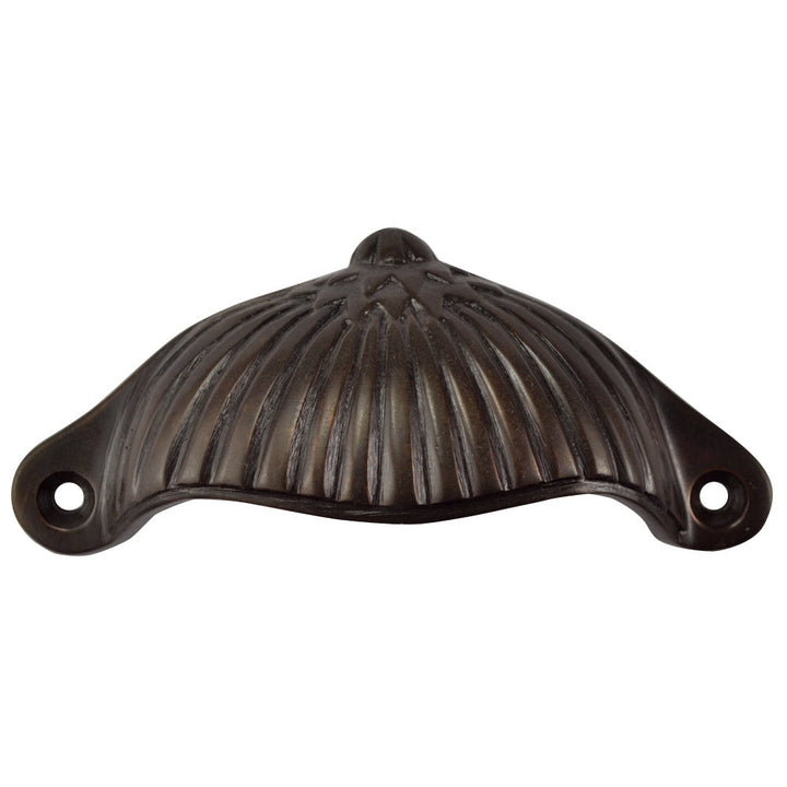 ##Antique Hardware## 4 1/8 Inch Solid Brass Art Deco Fan Cup Pull