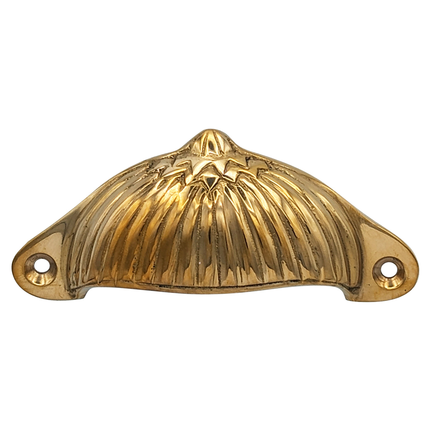 4 1/8 Inch Solid Brass Art Deco Fan Cup Pull