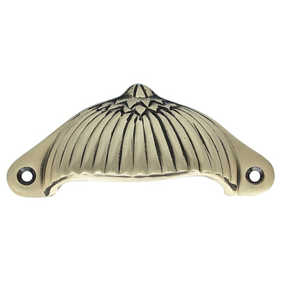 4 1/8 Inch Solid Brass Art Deco Fan Cup Pull