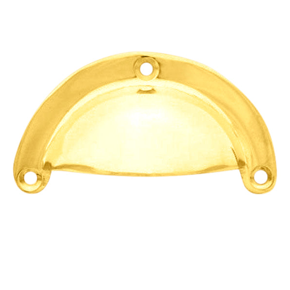 3 3/8 Inch Overall (3 Inch c-c) Solid Brass Traditional Cup Pull