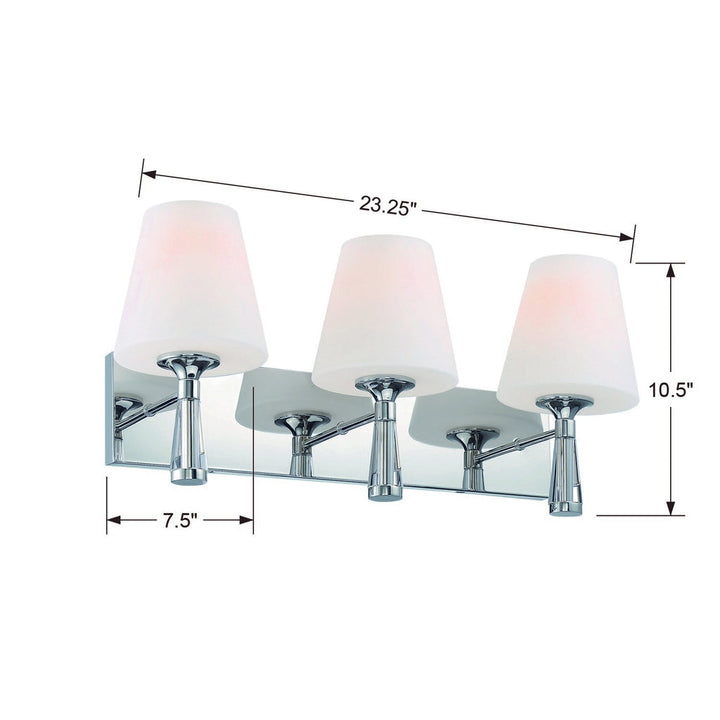 ##Antique Hardware## Ramsey 3 Light Polished Nickel Bathroom Vanity