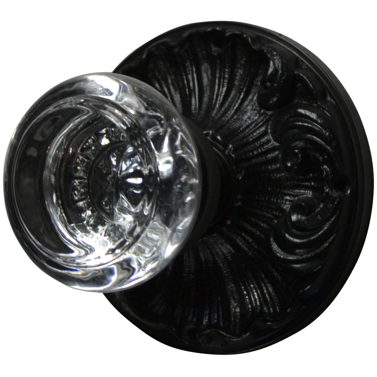 Savannah Round Crystal Door Knob Set with Romanesque Rosette (Several Finishes Available)
