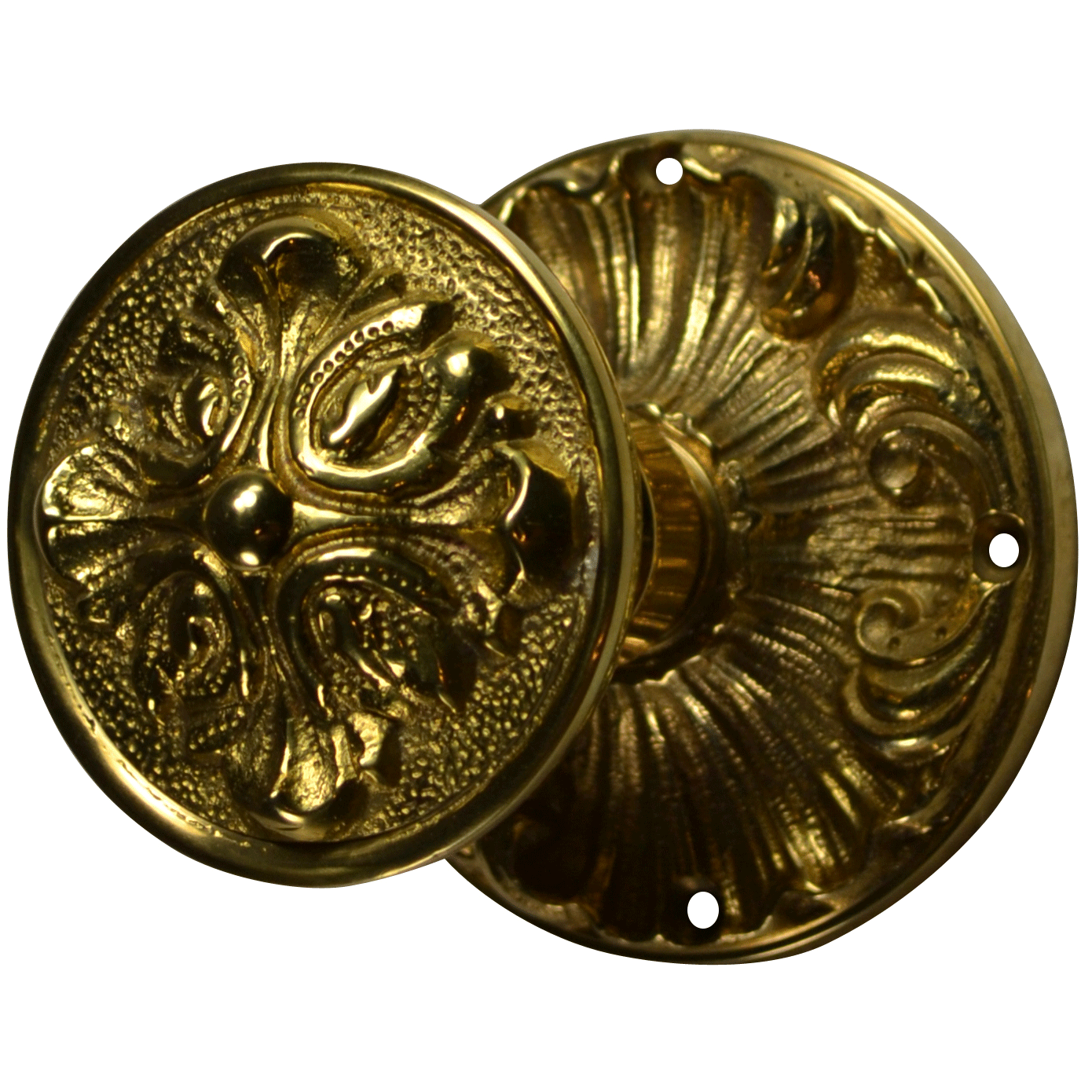 Solid Brass Romanesque Door Knob Set (Several Finishes Available)