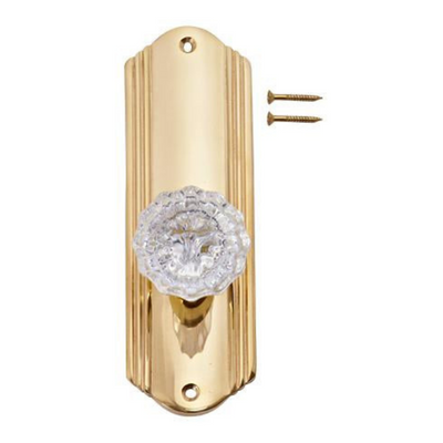 Art Deco Long Backplate Door Set with Fluted Crystal Door Knobs (Several Finishes Available)