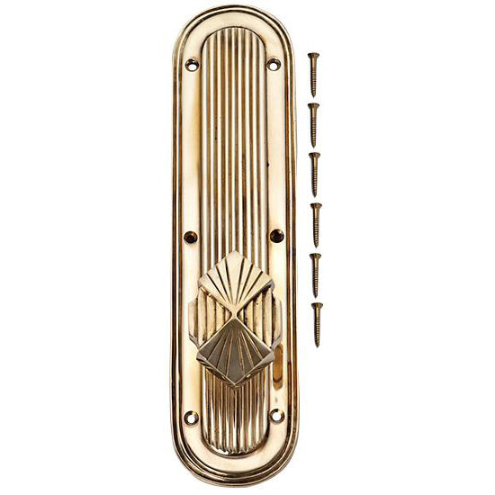 Art Deco Lined Backplate Door Set with Art Deco Fanfare Door Knobs (Several Finishes Available)