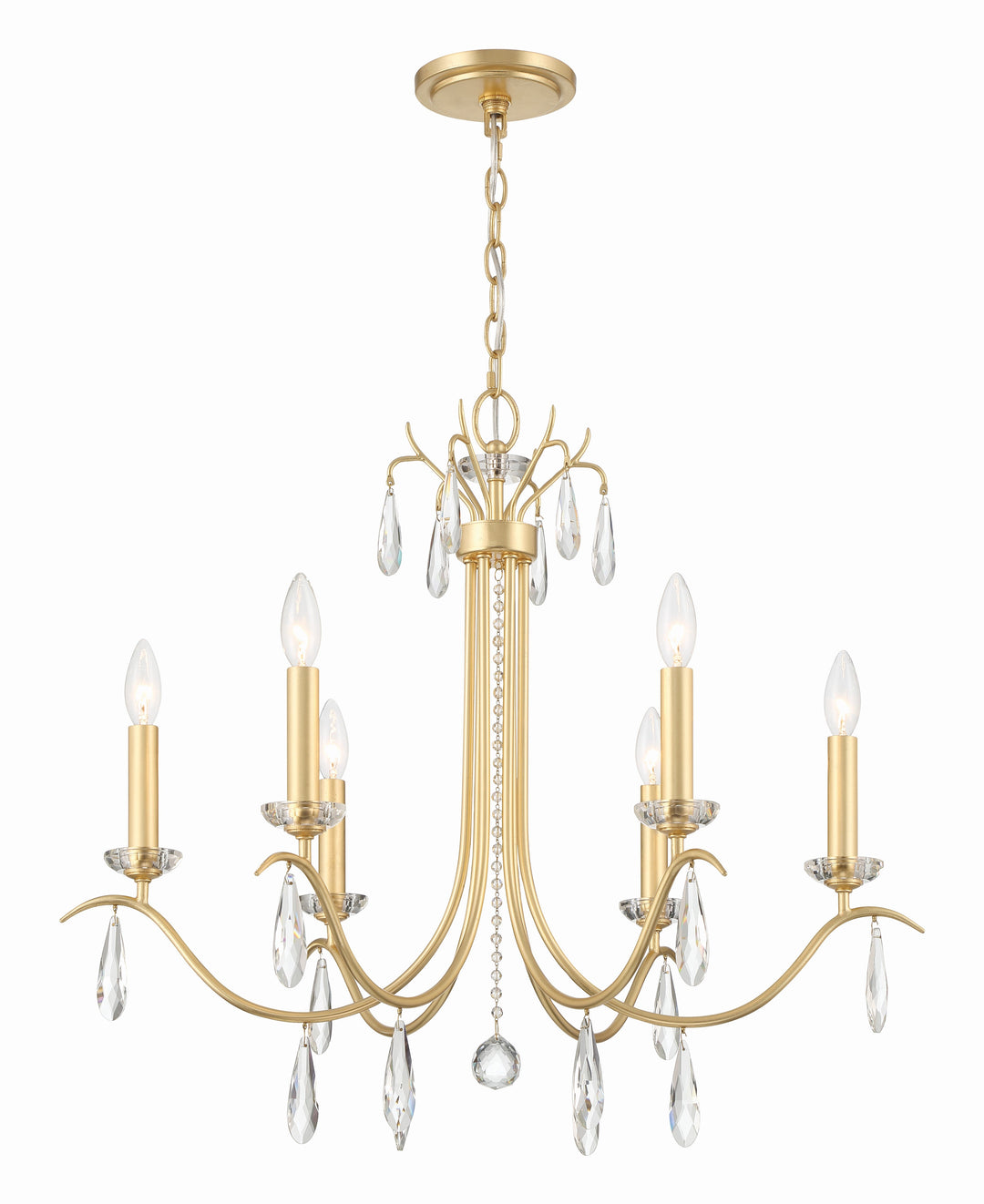 ##Antique Hardware## Rollins 6 Light Antique Gold Chandelier