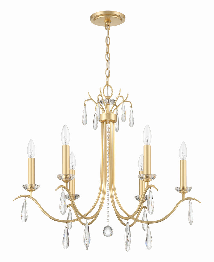 ##Antique Hardware## Rollins 6 Light Antique Gold Chandelier