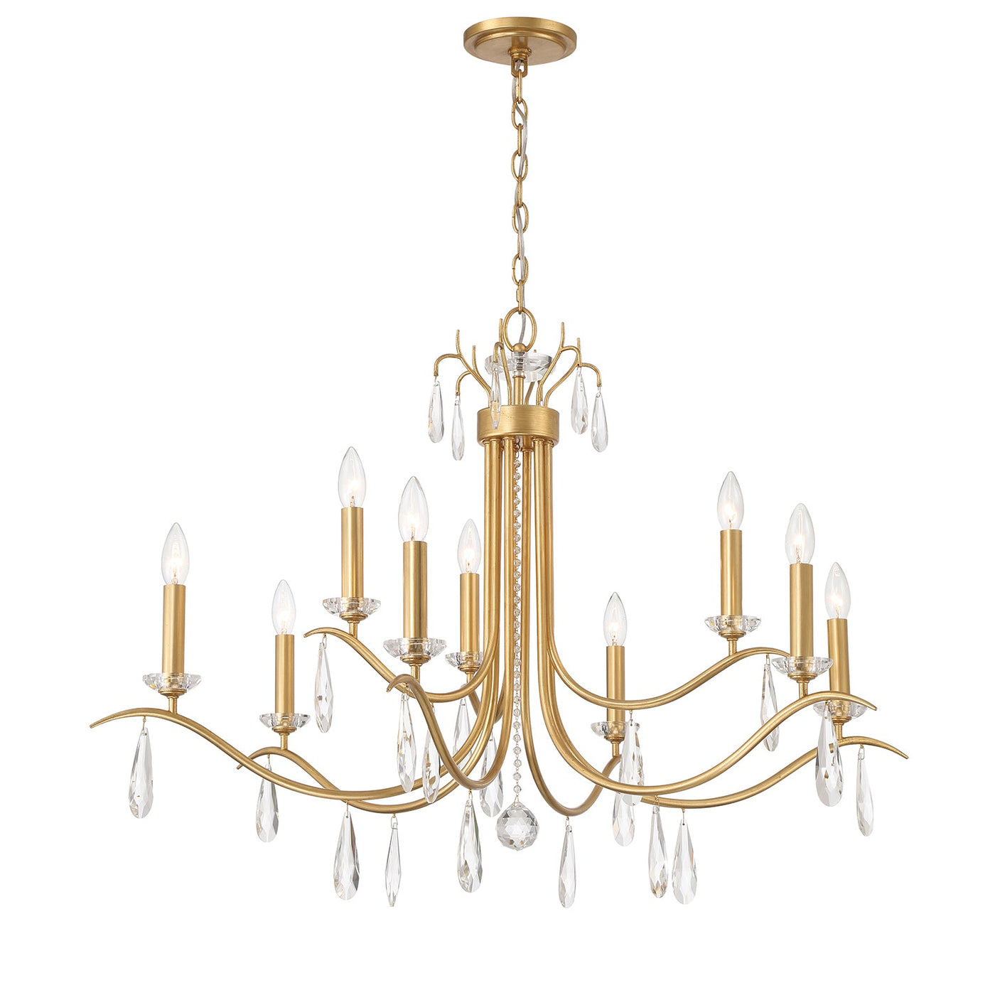 ##Antique Hardware## Rollins 9 Light Antique Gold Chandelier