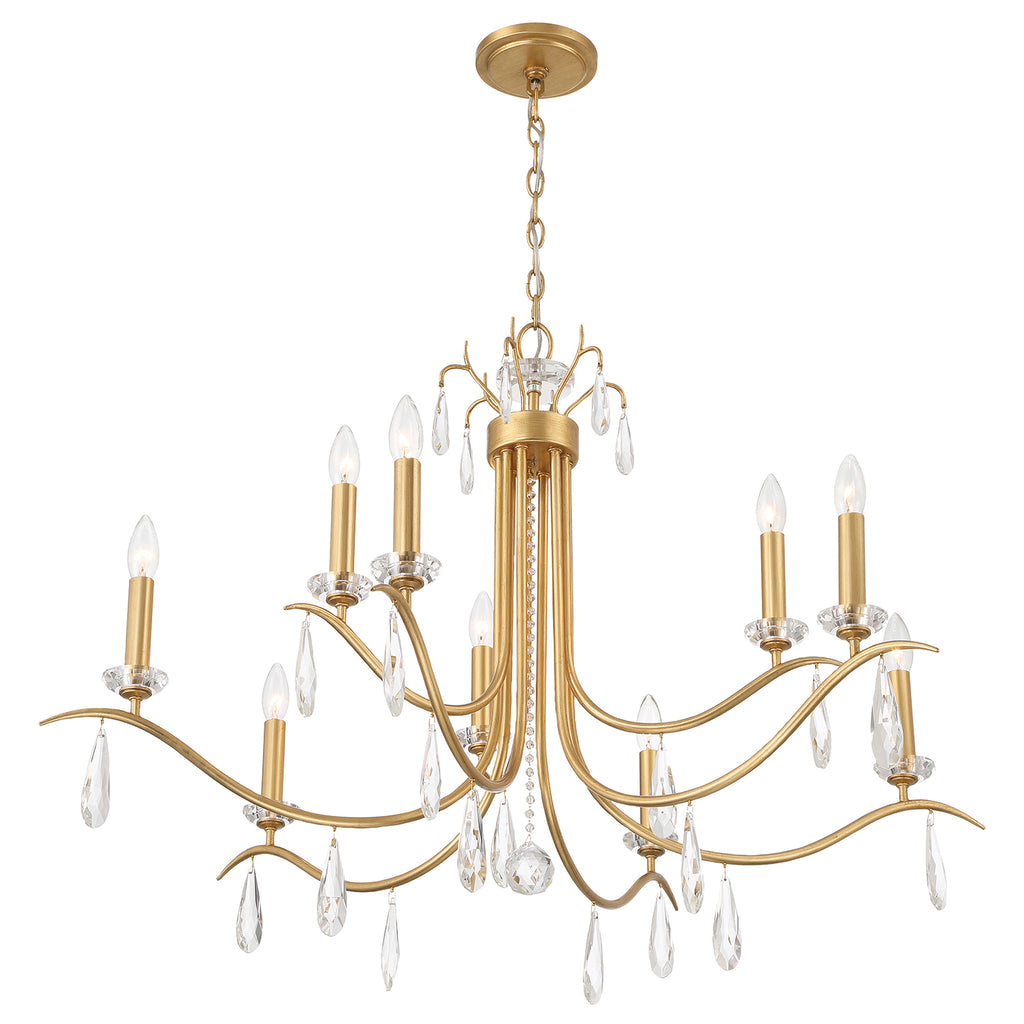 ##Antique Hardware## Rollins 9 Light Antique Gold Chandelier