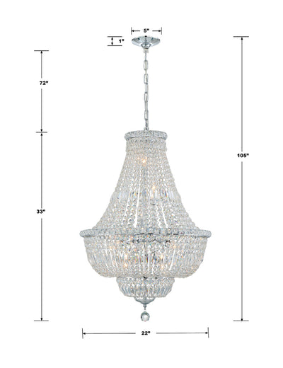 ##Antique Hardware## Roslyn 9 Light Polished Chrome Chandelier