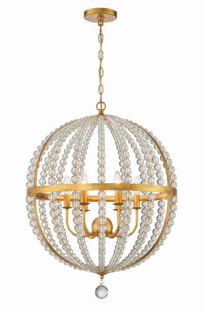 ##Antique Hardware## Roxy 6 Light Antique Gold Chandelier