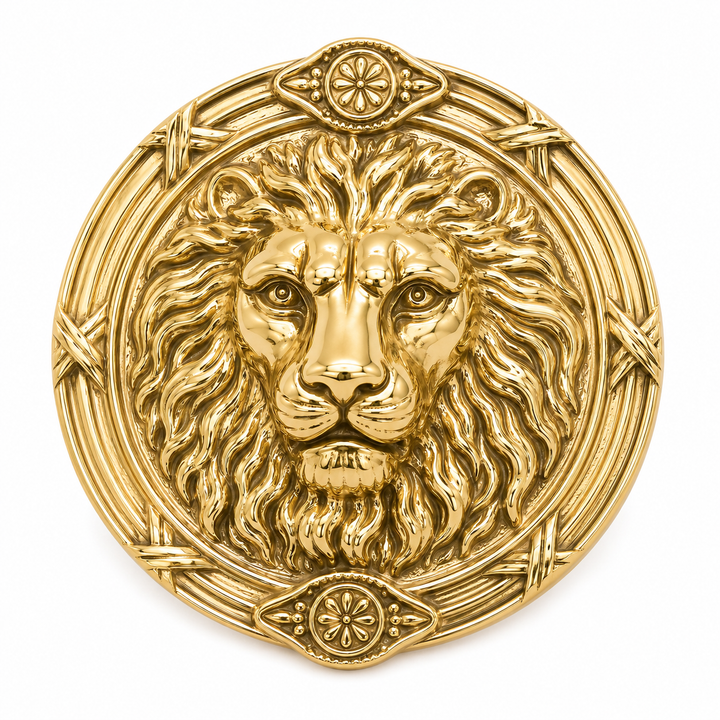 3 1/2 Inch Solid Brass Ribbon & Reed Lion Curtain Tie Back (Several Finishes Available)