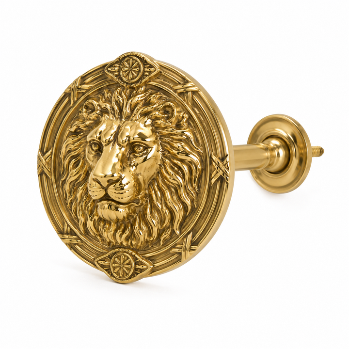 3 1/2 Inch Solid Brass Ribbon & Reed Lion Curtain Tie Back (Several Finishes Available)