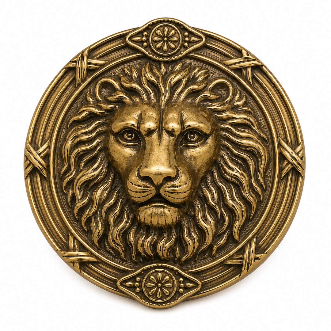 3 1/2 Inch Solid Brass Ribbon & Reed Lion Curtain Tie Back (Several Finishes Available)