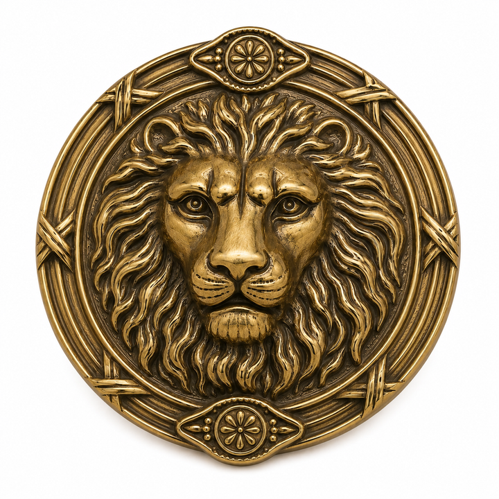 3 1/2 Inch Solid Brass Ribbon & Reed Lion Curtain Tie Back (Several Finishes Available)