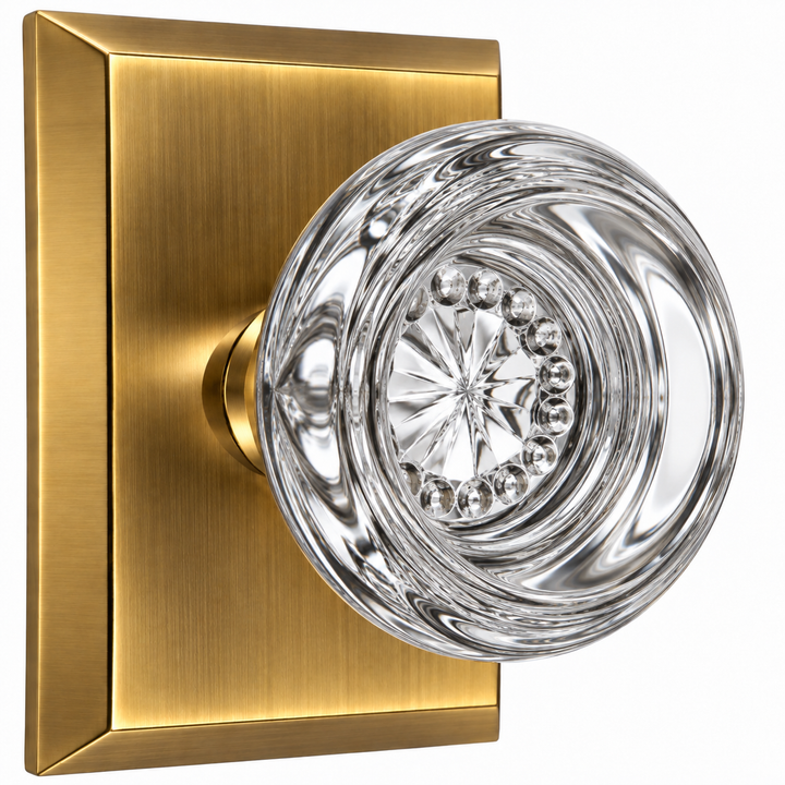 Magnifique® Rectangular Door Set with Crystal Round Knobs (Several Finishes Available)