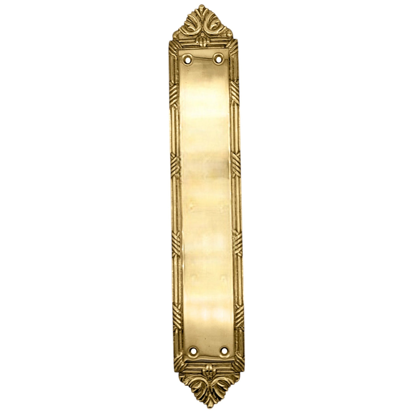 13 3/4 Inch Solid Brass Ribbon & Reed Push Plate