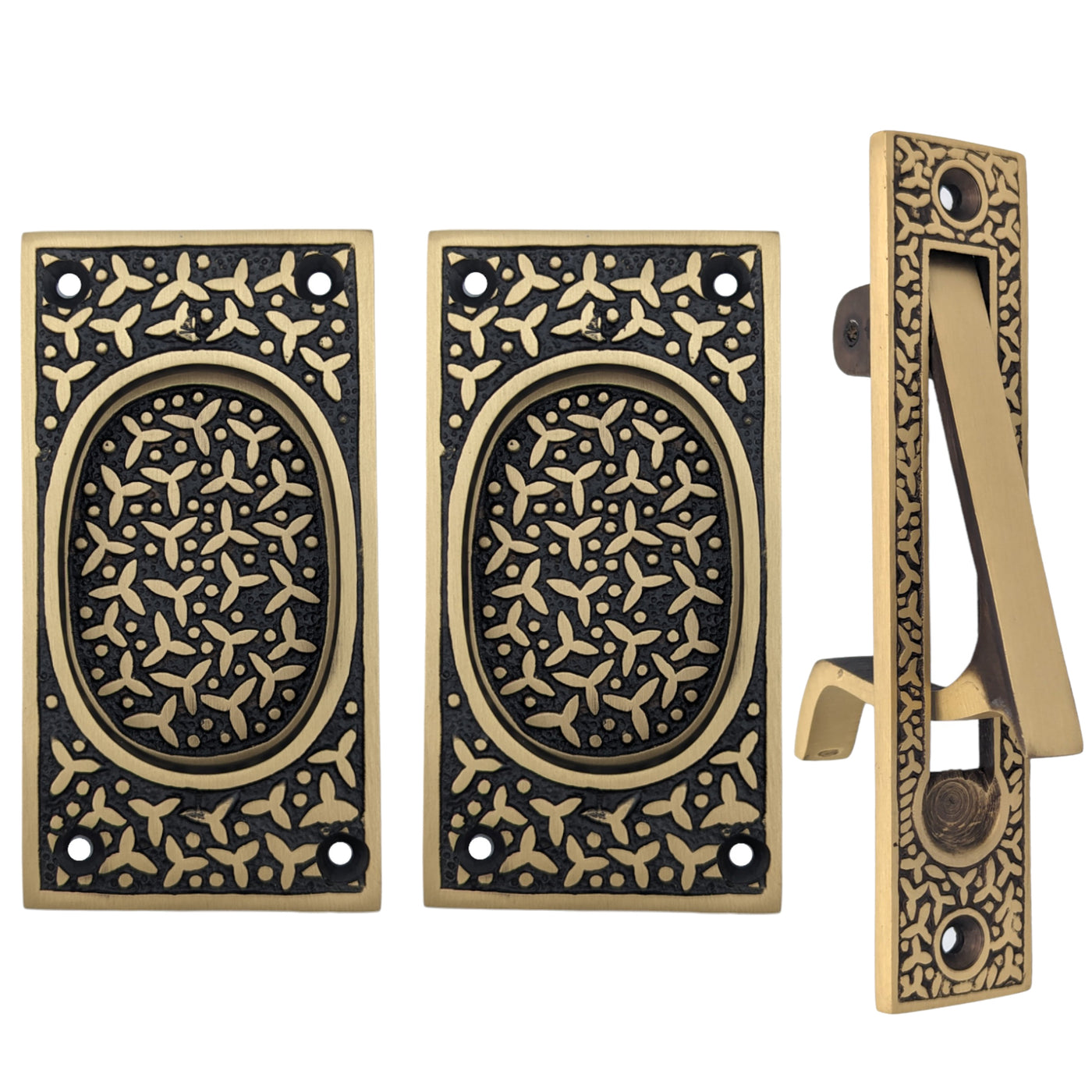 Rice Pattern Pocket Door Set (Several Finishes Available)