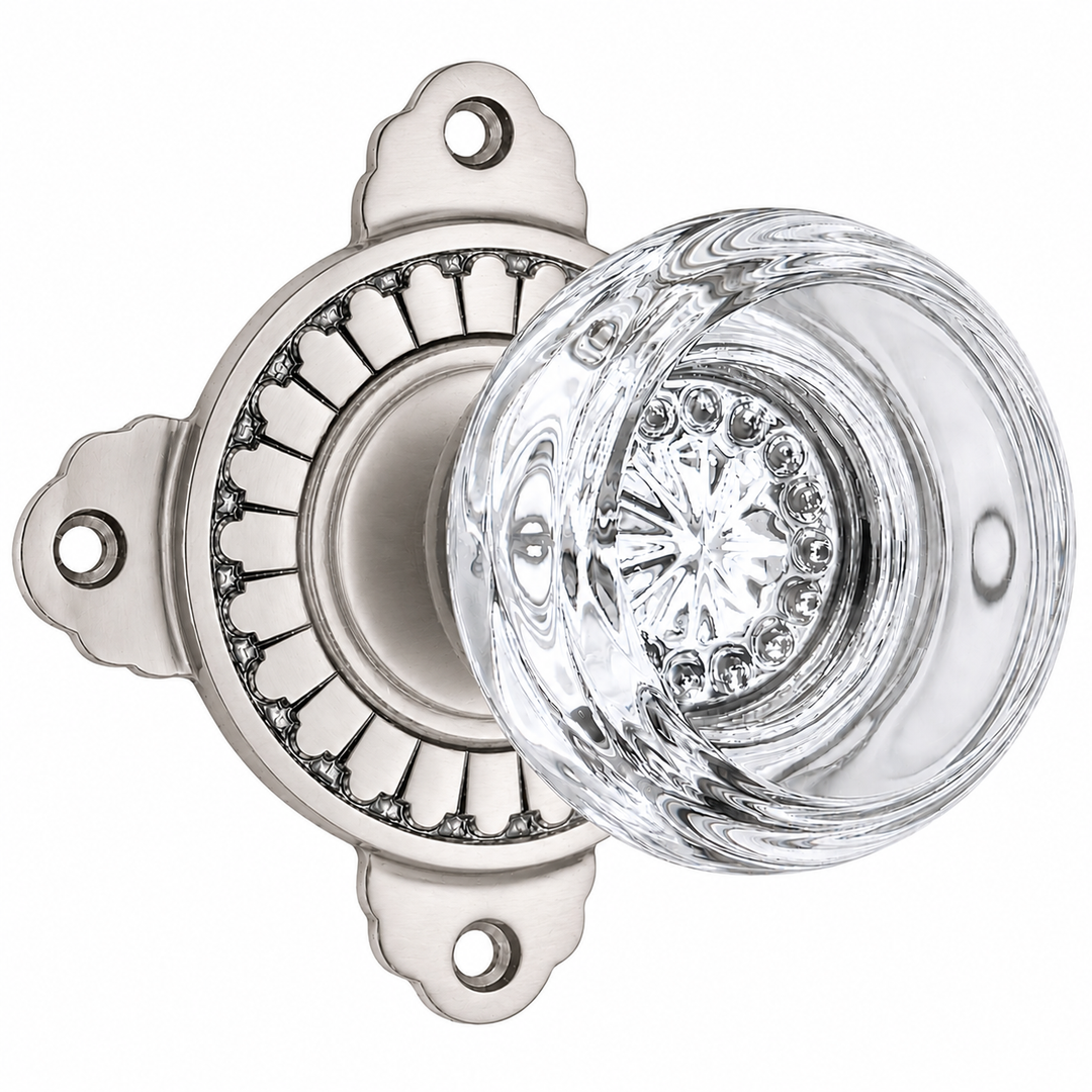 Art Deco Door Set with Round Crystal Door Knobs (Several Finishes Available)