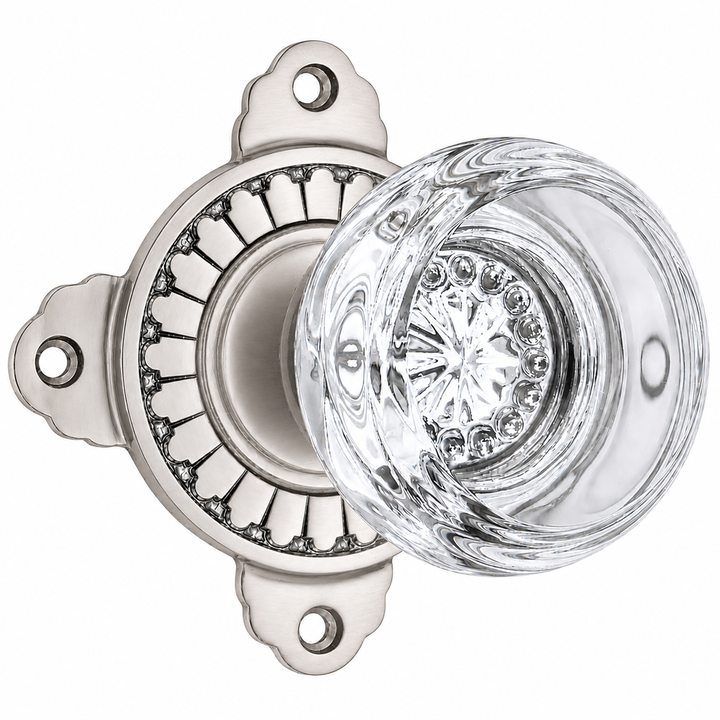 Art Deco Door Set with Round Crystal Door Knobs (Several Finishes Available)