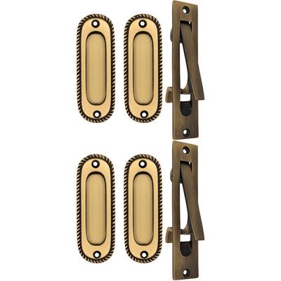 Georgian Rope Oval Pocket Door Set (Several Finishes Available)