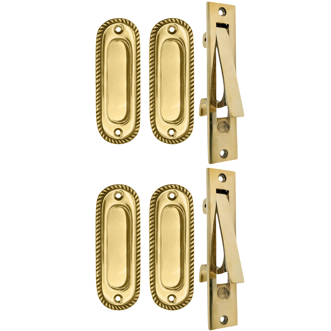 ##Antique Hardware## Georgian Rope Oval Pocket Door Set (Several Finishes Available)