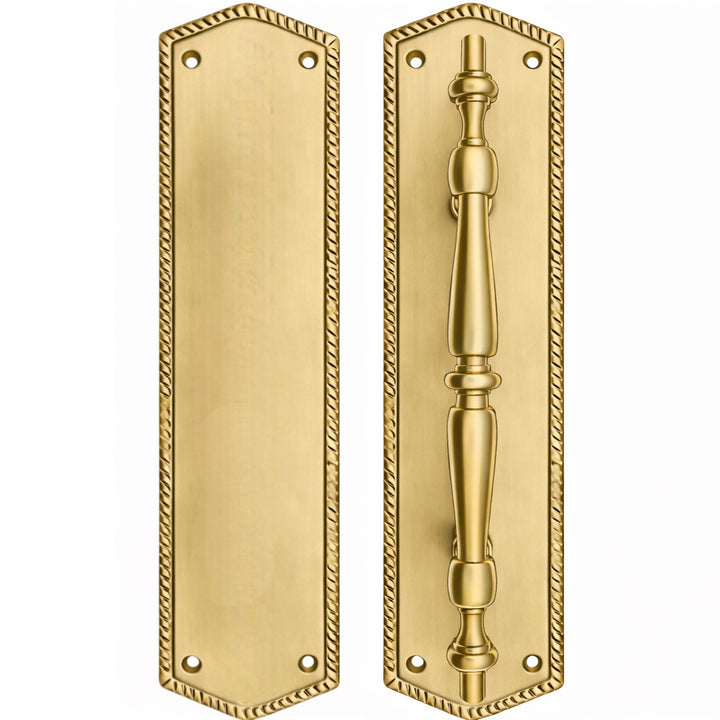 12 Inch Georgian Oval Roped Style Door Pull & Plate Set