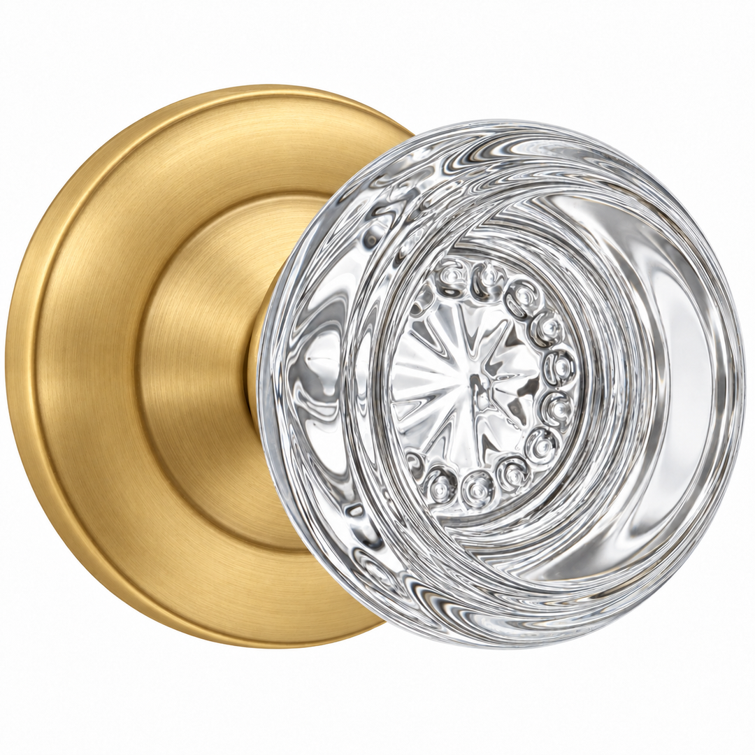 Magnifique® Classic Door Set with Round Crystal Knobs (Several Finishes Available)