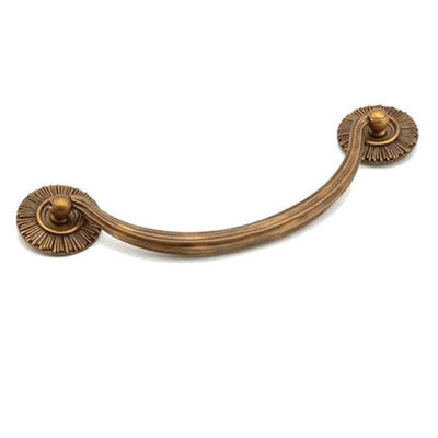 Antique Hardware 2 1/8 Inch (5 1/2 Inch c-c) Sunburst Cabinet Bail Pull with Rosettes BAIL PULL