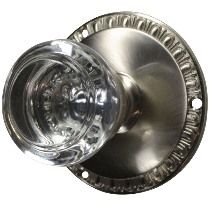 Antique Hardware Egg & Dart Rosette Door Set with Round Crystal Door Knobs (Several Finishes Available) antique glass door knobs