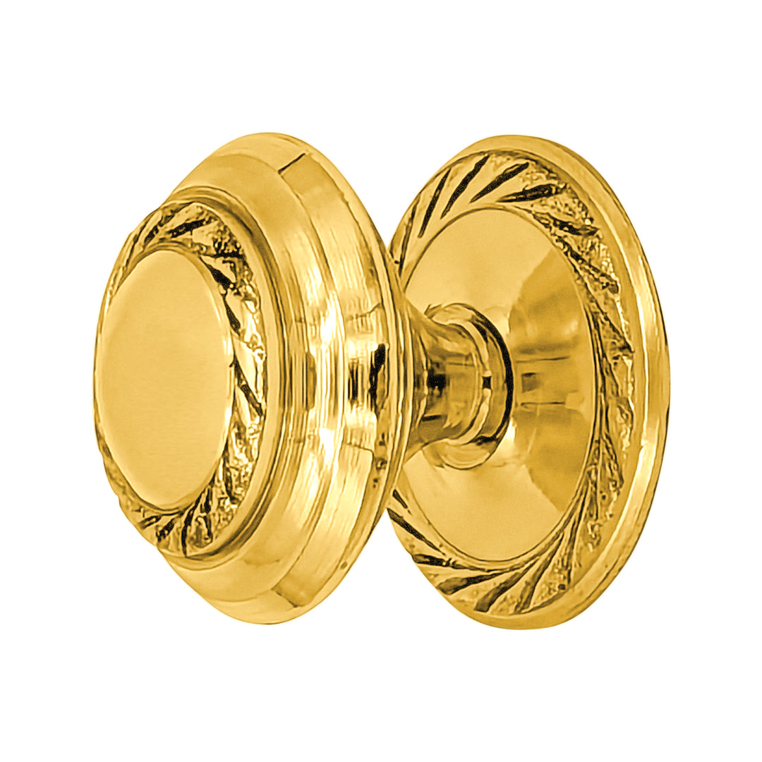 ##Antique Hardware## 1 1/4 Inch Solid Brass Georgian Roped Round Cabinet & Furniture Knob