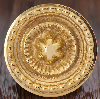 1 1/4 Inch Solid Brass Beaded Star Round Cabinet & Furniture Knob