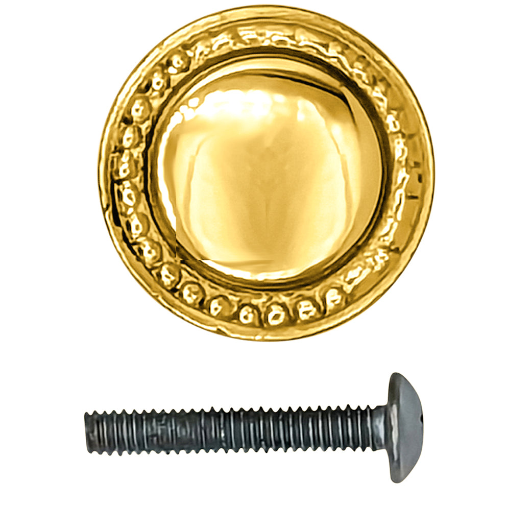 1 Inch Solid Brass Beaded Round Cabinet & Furniture Knob