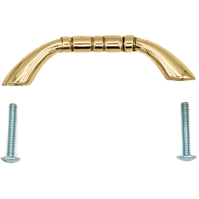 4 3/4 Inch Overall (4 Inch c-c) Solid Brass Traditional Pull