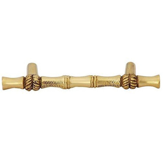 ##Antique Hardware## 4 3/4 Inch Overall (3 Inch c-c) Solid Brass Japanese Bamboo Style Pull (Several Finishing Available)