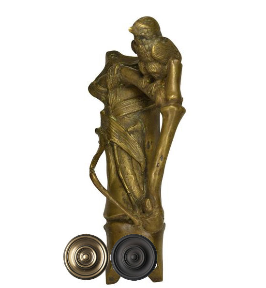 ##Antique Hardware## Open Box Sale Item 9 Inch Solid Brass Door Pull Bamboo & Bird (Left Facing)